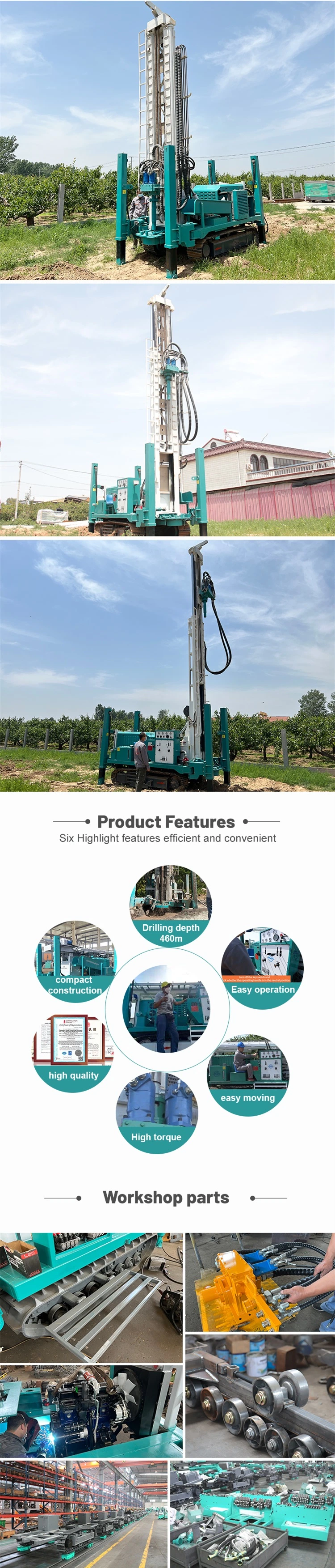 200m/300m/400m/600m Mobile Crawler Equipment Hydraulic Portable Borehole Water Drilling Machine Deep Water Well Drilling Rig